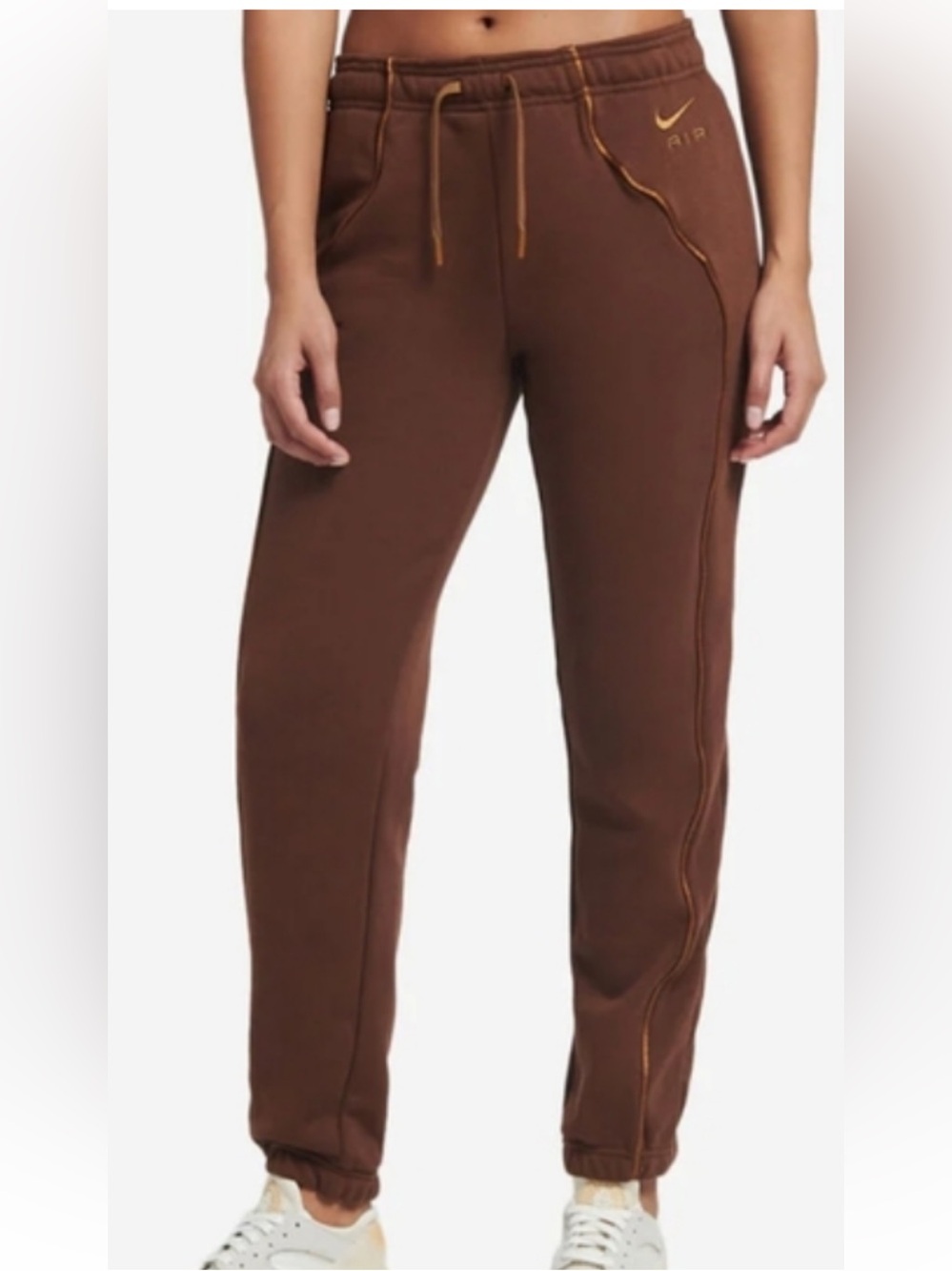 Nike Brown Air Fleece Joggers with Contrast Stitching
